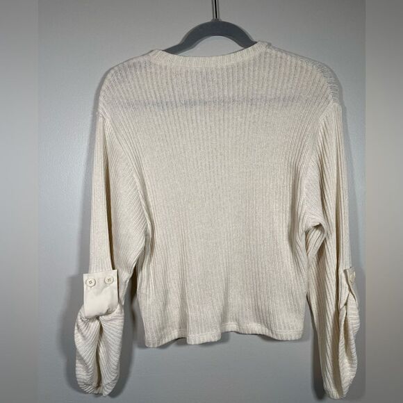 ZARA Wide sleeve Cream Knit Crop Top Size M - Picture 5 of 6